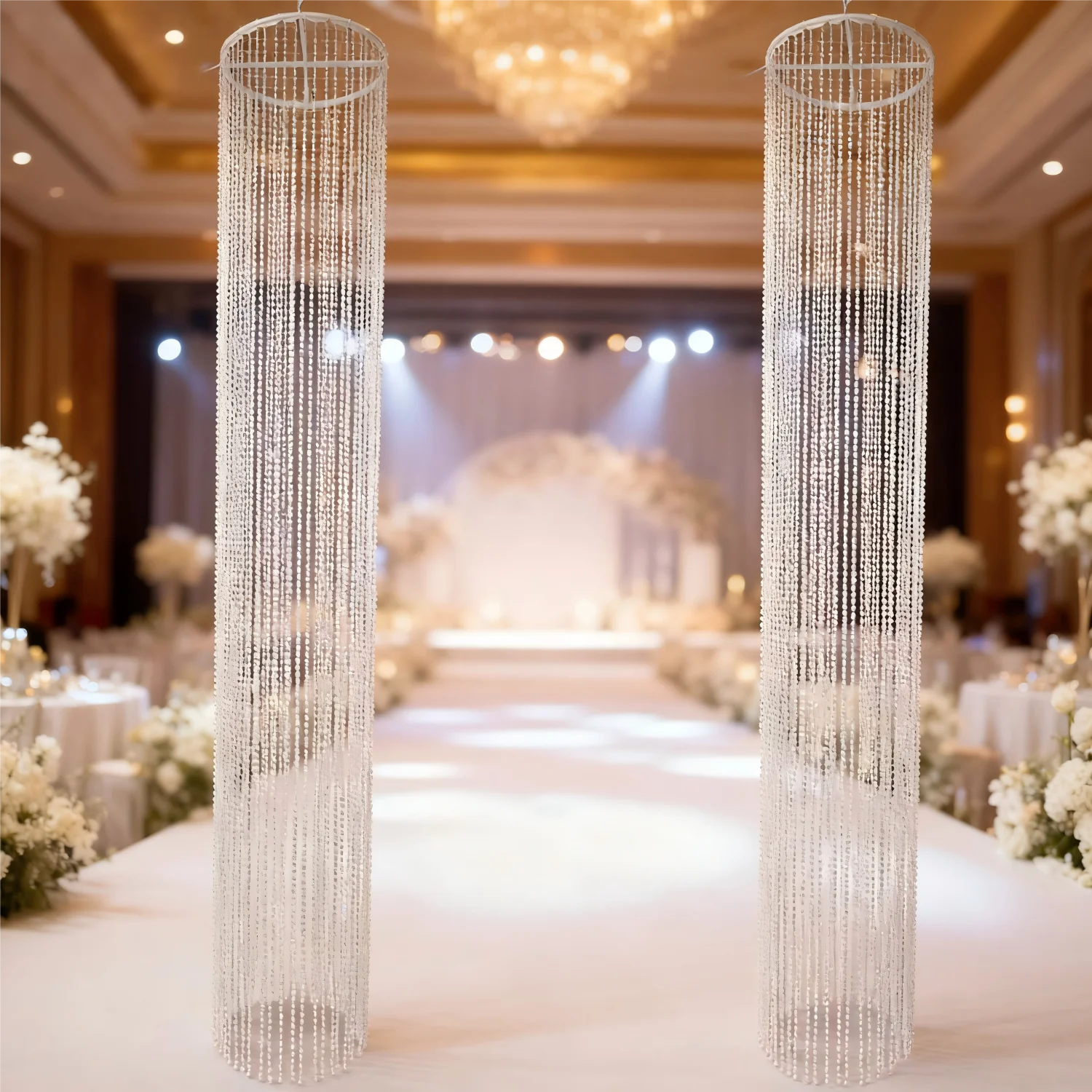 

Хрустальная занавеска из бисера, колонна, свадебное украшение, элегантная подвесная занавеска из бисера для банкета, церемонии, декор для прохода