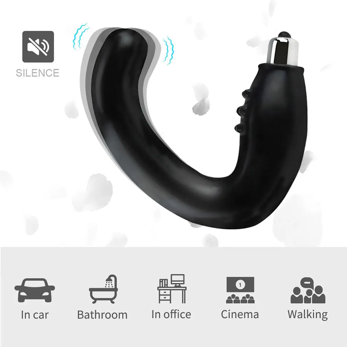 C-Shaped Prostate Vibrator, 10 Vibration Modes Anal Massager, Adult Sex Toys for Men and Women Couples（Black） view 4