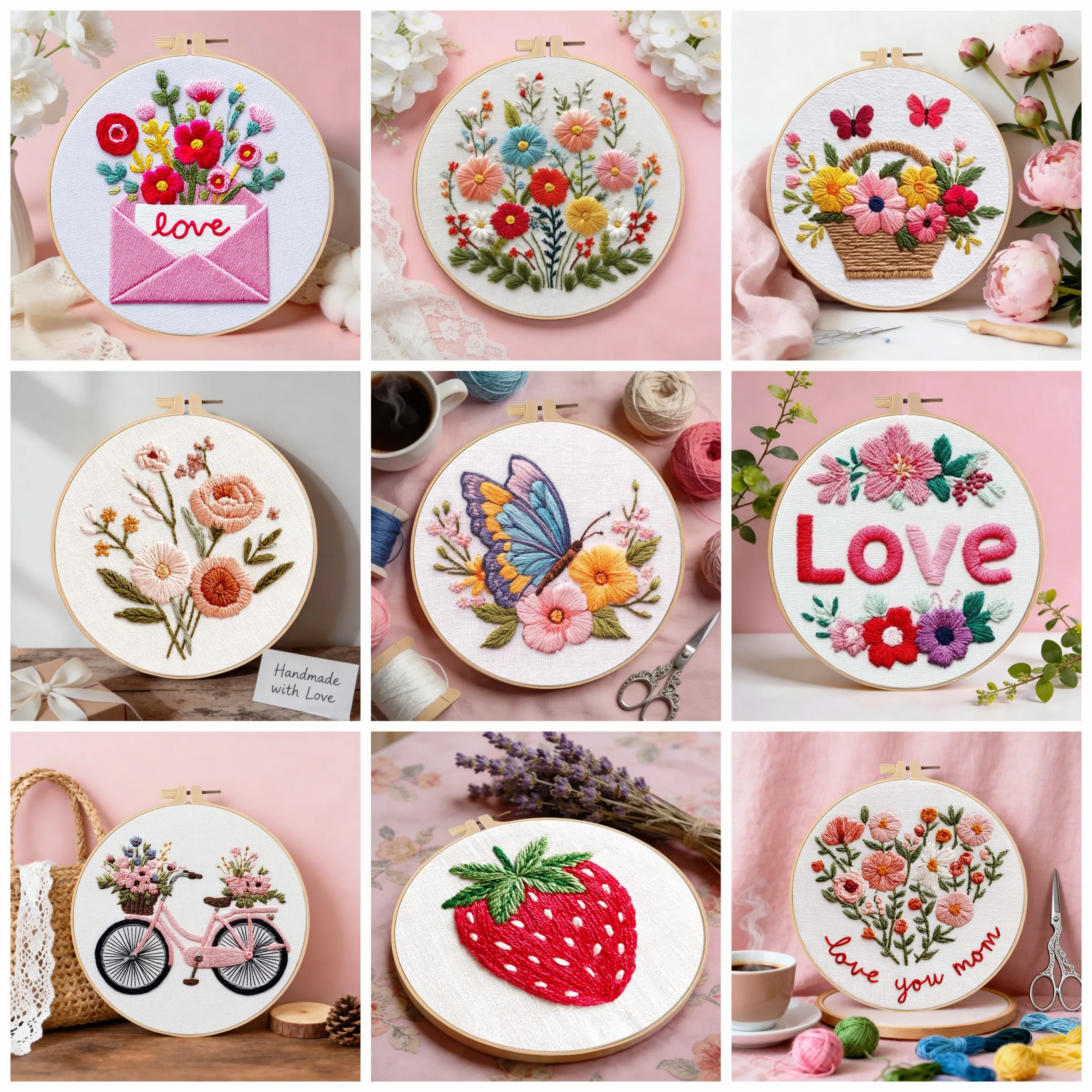 Stickerei-Sets für Erwachsene - Blumen, Pflanzen, Tiere Kreuzstich-Sets für Anfänger Heimdekoration Handgemachtes Geschenk
