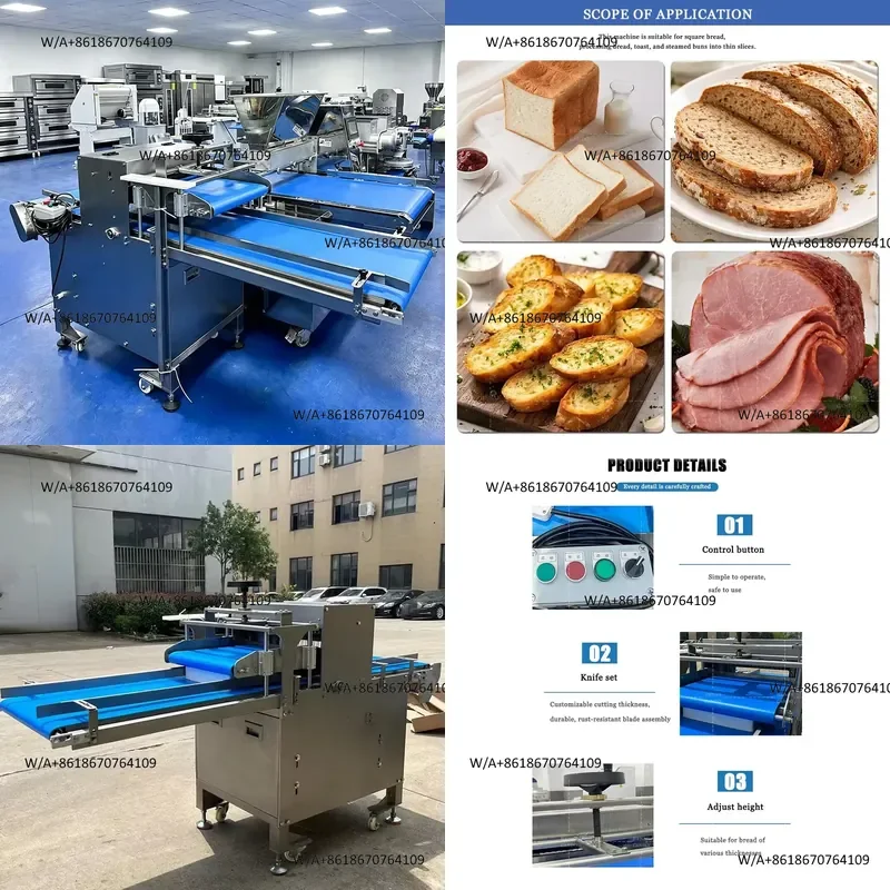 Industrial Bakery Toast Slicer Bread Slicing Machine Adjustable Thickness Toast Slicer for Bakery Store