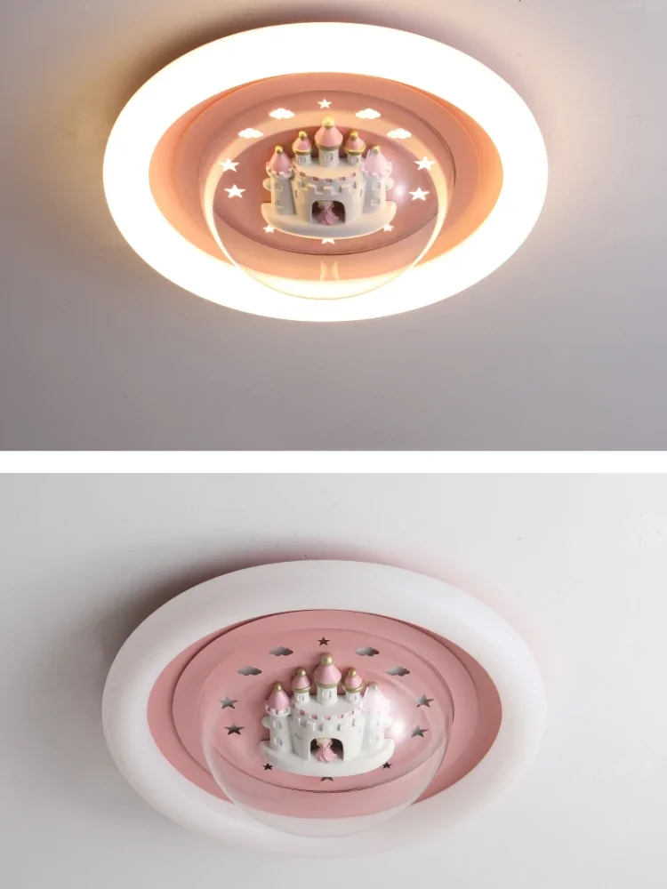 SANDYHA-luces de techo para decoración de dormitorio nórdico, diseño de castillo Circular para habitación de niños, accesorios de iluminación con pantalla acrílica