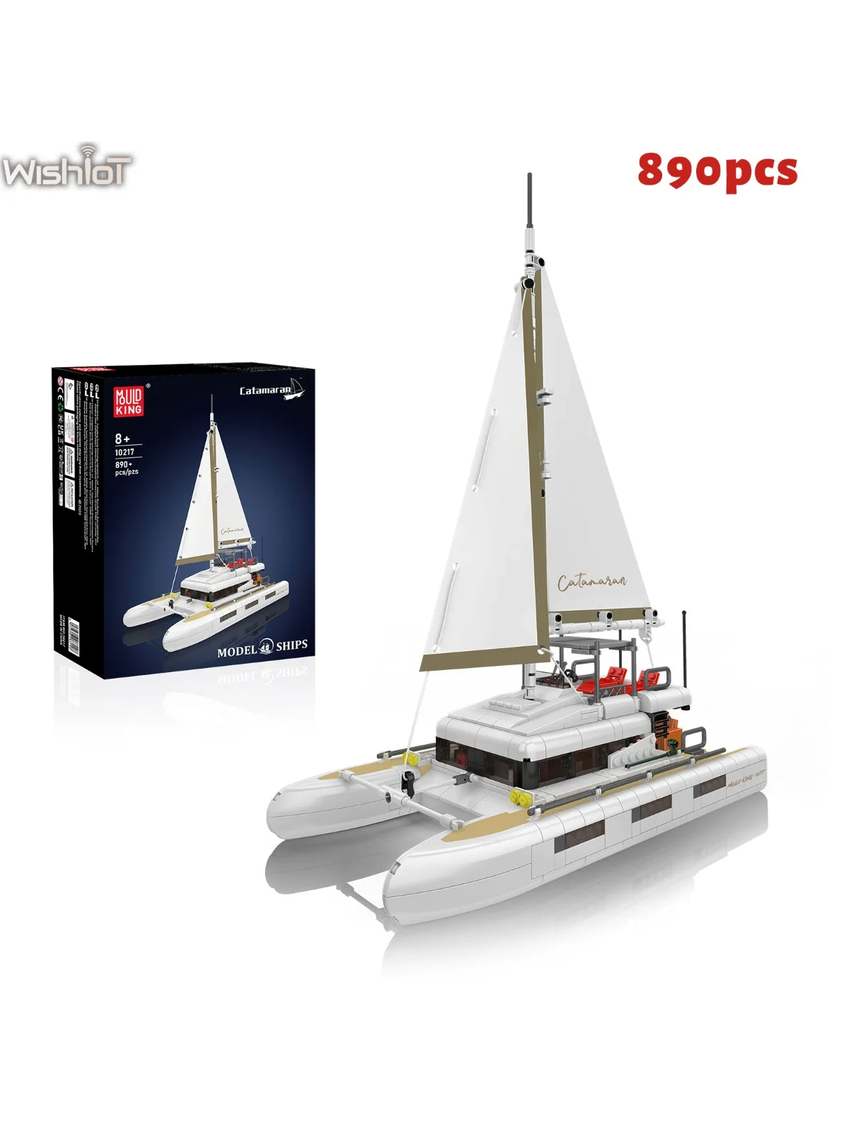 Mould King 10217 blocs de construction catamaran modèle de bateau à voile ornements de bureau jouets d'assemblage pour enfants voilier cadeau créatif 890 pièces