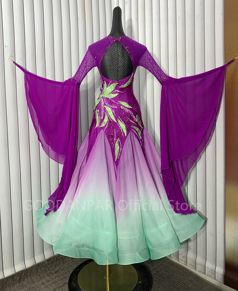 new  gradient fabric Ballroom Dance Competition Dresses Dance Costumes Waltz Dress For Dancing Clothes standard dancewear