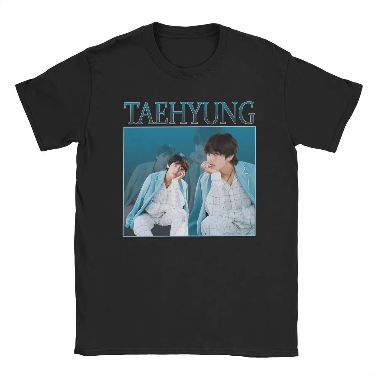 Kpop Taehyung V Y2k تي شيرت للنساء متعة القطن تي شيرت Crewneck موضة الشارع المشجعين قصيرة الأكمام تي شيرت حجم كبير الملابس