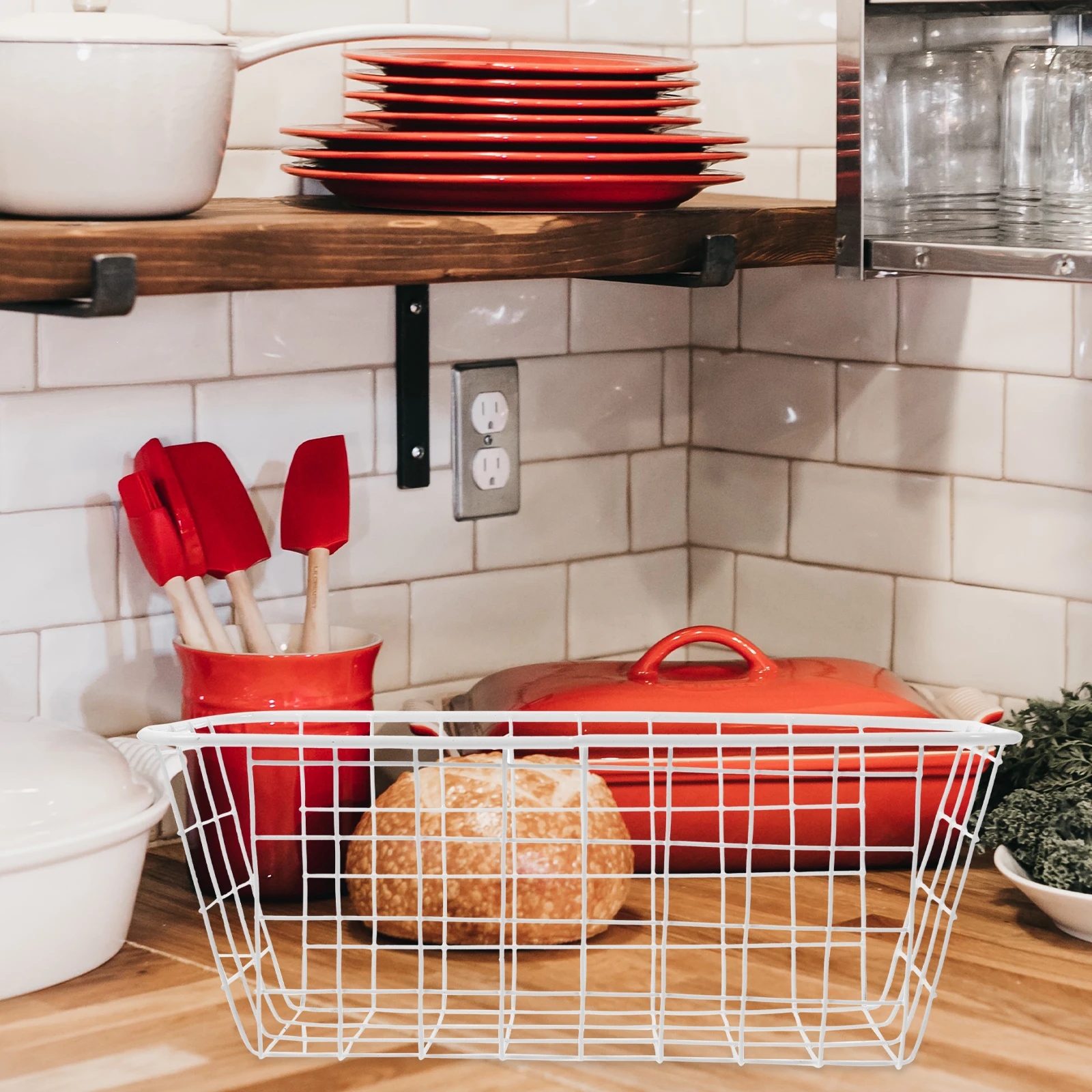 

2Pcs Exquisite Metal Hanging Wall Basket Rustproof Bathroom Kitchen Organizer Storage Rack No Drill Tidy Home Decor