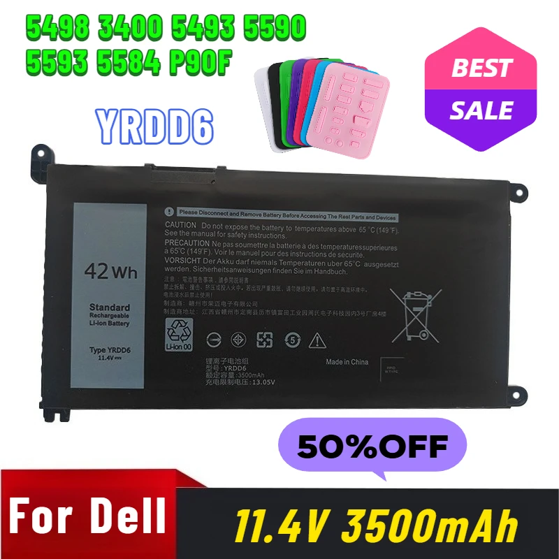 

11.4V 3500mAh for Dell YRDD6 5498 3400 5493 5590 5593 5584 P90F Laptop Battery