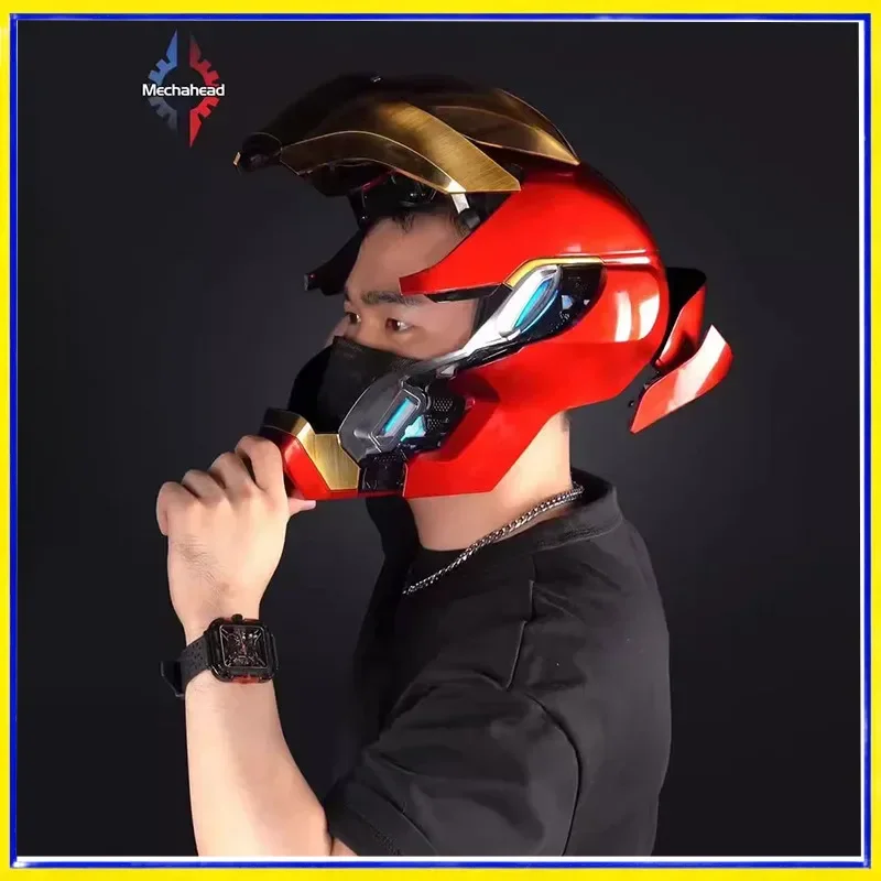 Mark 50 Control de voz, réplica de casco de tecnología de hierro, accesorio de Cosplay portátil, modelo coleccionable, juguete para regalo para hombres, niños, fanáticos, juego de rol