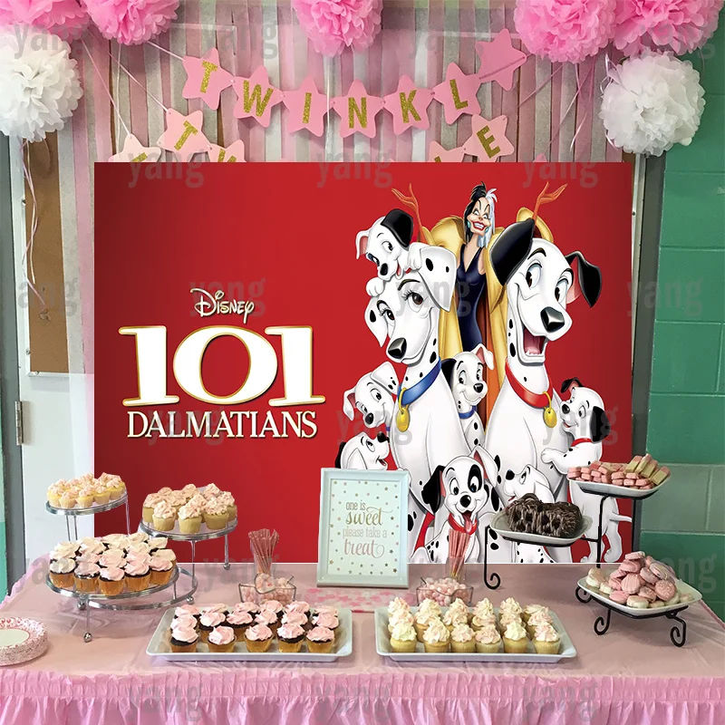 Lovely Red Cake Table Background Banner Dalmatian Disney Dog Family Birthday Party Cartoon Custom Backdrop Decortion Blanket