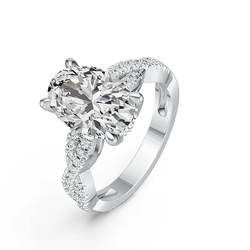 

ZFSILVER Fashion Classic Trendy High Quality s925 Silver Moissanite Trendy Eye Oval Ring Charms Women Jewelry Party Gifts R16954