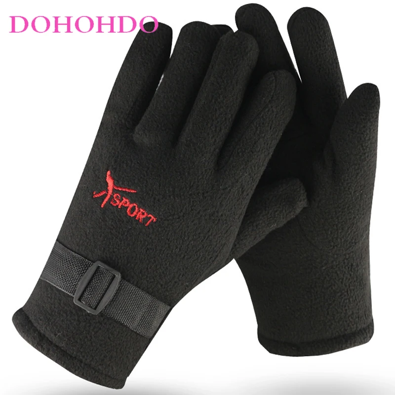 

Warm Gloves Autumn Winter Outdoor Sports Black Gloves Men Polar Fleece Plus Velvet Padded Cold Cycling Motorcycle Gloves Guantes
