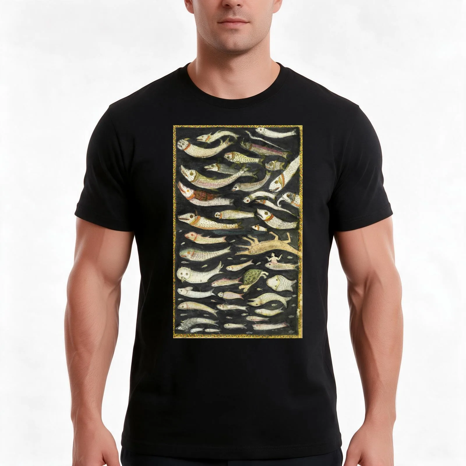 WONDERS OF THE SEVEN SEAS Fantastic Marine Creatures Medieval Bestiary T-Shirt Summer Casual Cotton Tee Vintage Graphic Print