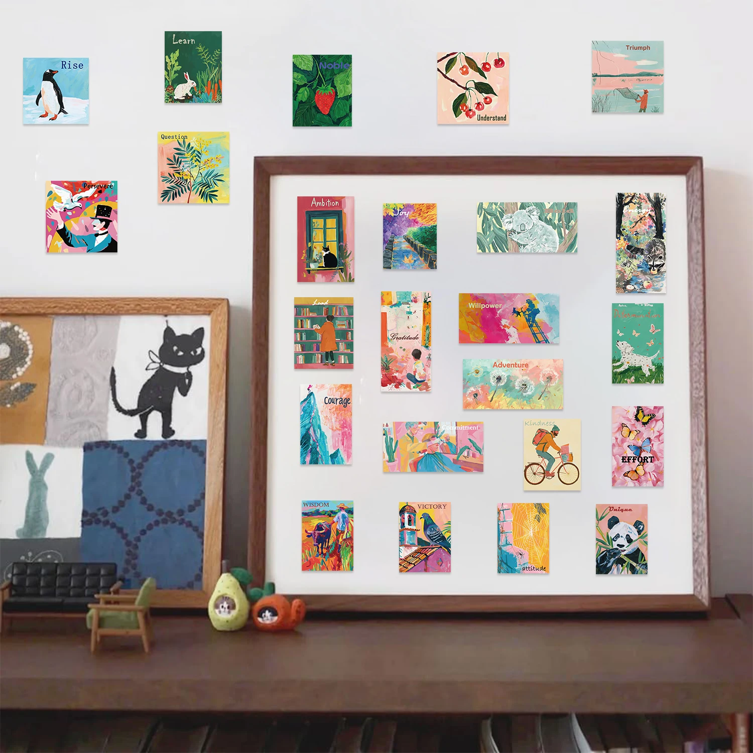 50 Stück inspirierende Aquarell-Kunst-Poster-Aufkleber für Laptop, Handyhülle, Wasserflasche, Gitarre, Kühlschrank, Vinyl-Aufkleber für wasserfestes Geschenk