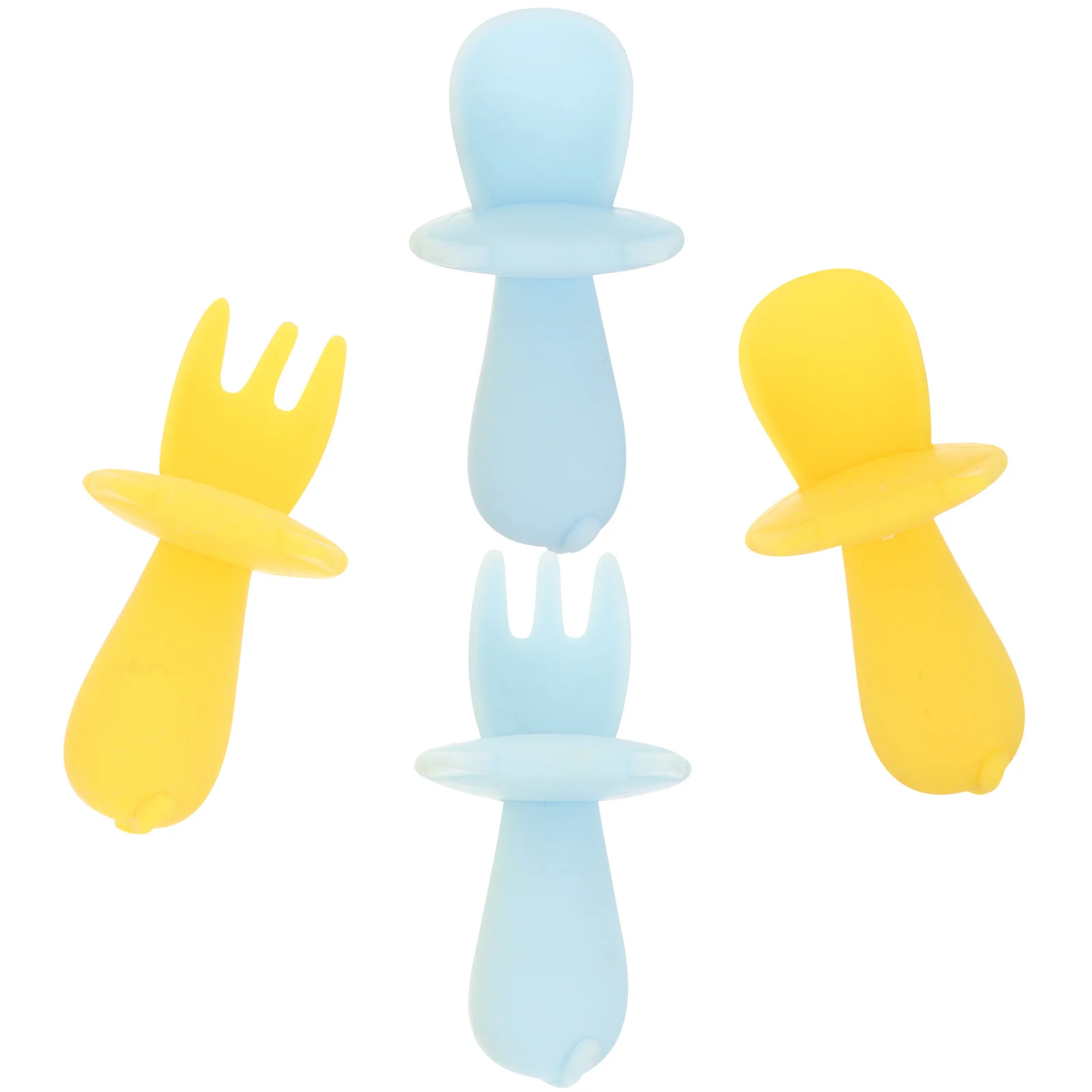 2 قطعة مجموعة ملاعق شوكة الطفل سيليكون لينة حافة مستديرة أدوات المائدة تغذية الرضع طفل الطعام توريد شوكة وملعقة الطفل #5