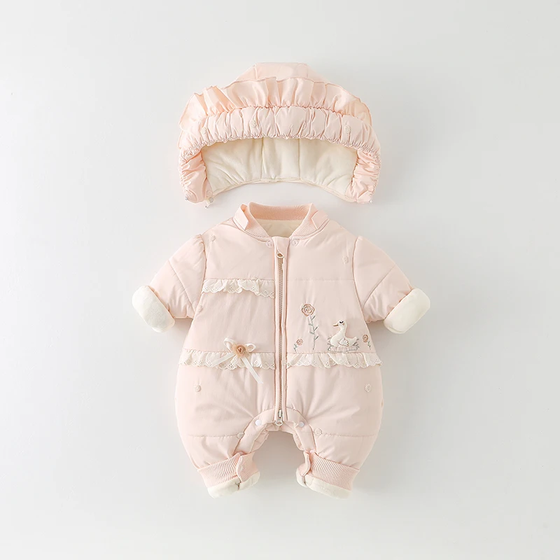

Thickened Fleece Baby Outfit Winter Cotton Romper Suit for Girls High Waist Long Pants Warm Clothes for Babies to Wear out