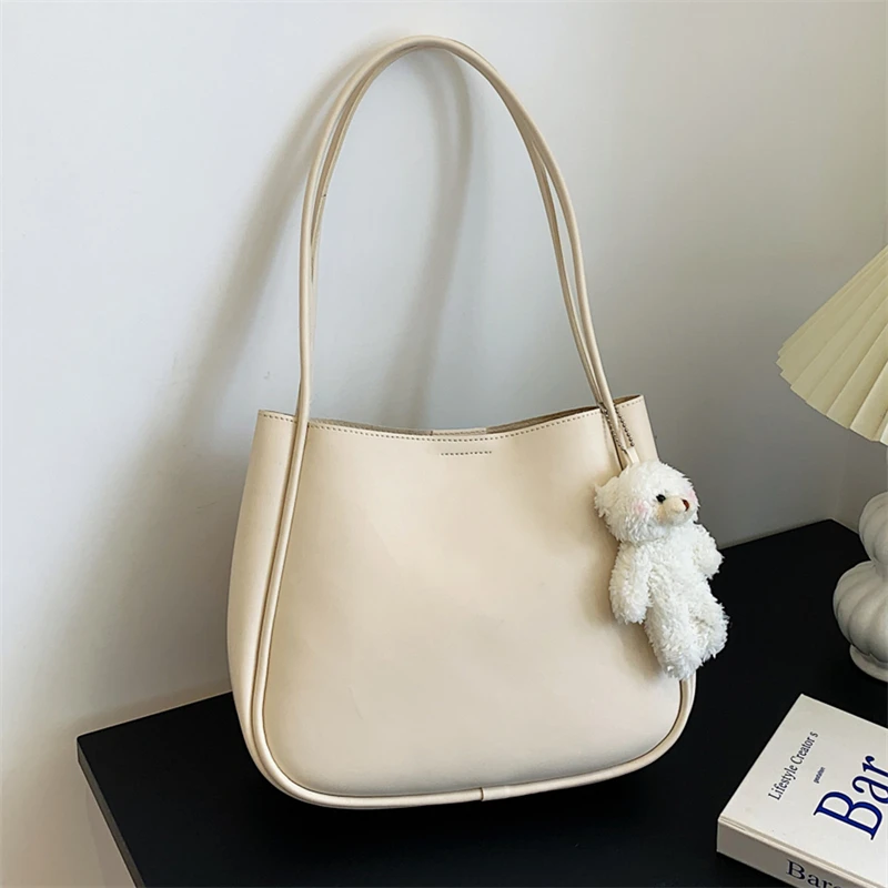 Summer PU Leather Women Shoulder Underarm Bags Totes Pure Color Casual Small Top-Handle Bags Handbags Purse Ladies Shoulder Bag