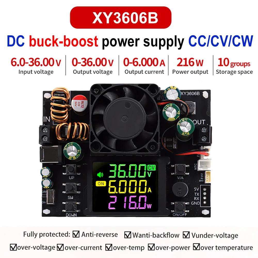 XY3606B216W DC Buck Boost Converter CNC Adjustable Regulated Laboratory Power Supply Constant Voltage Current Solar ChargeModule