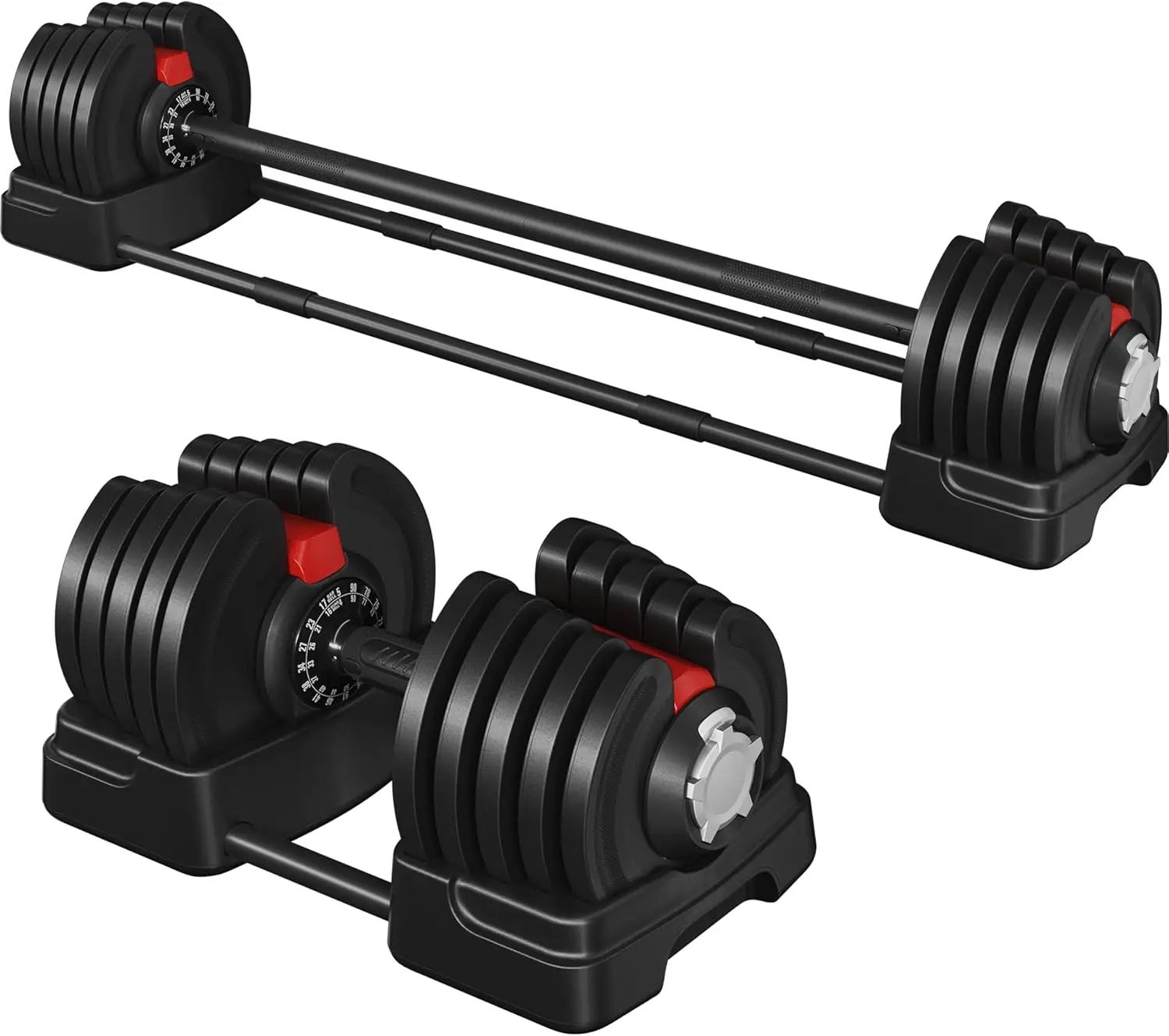 Adjustable Dumbbell Set Free Weight Dumbbells 40lbs/52.5lbs/90lbs Fast Adjust Dumbbells Dumbbell Weight Set, with Tray