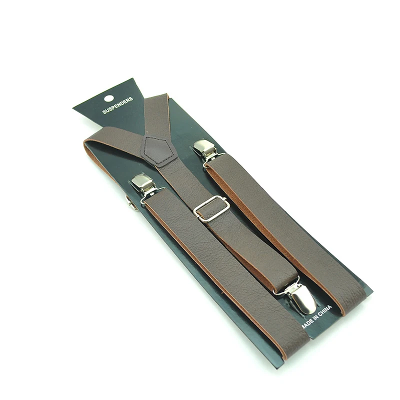 عالية الجودة بولي Leather الأشرطة الجلدية 4 ألوان الحمالة للرجال النساء كليب على الأقواس مطاطا سليم Y-الظهر الحمالات حزام بالجملة #3