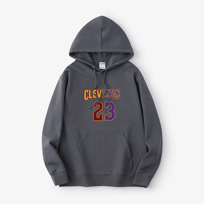 

James Lakers 23 Kobe Nostaic Baskeall Hoodie Oversize ex Long Sve Street Sle Cotton Polyester Blend Printed Swea...