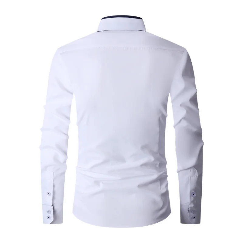 Chic Men\'s Slim Fit Long Sleeve Shirt  | Stylish Lapel Collar Design for Work & Casual - Perfect Matu