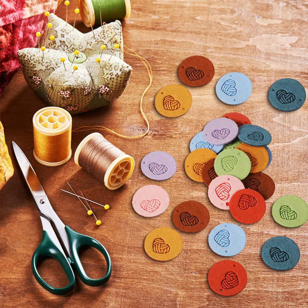 40Pcs Microfiber Handmade Labels Clear Pattern Fabric Sewing Tags for DIY Craft Clothes Decor Knitting Accessories
