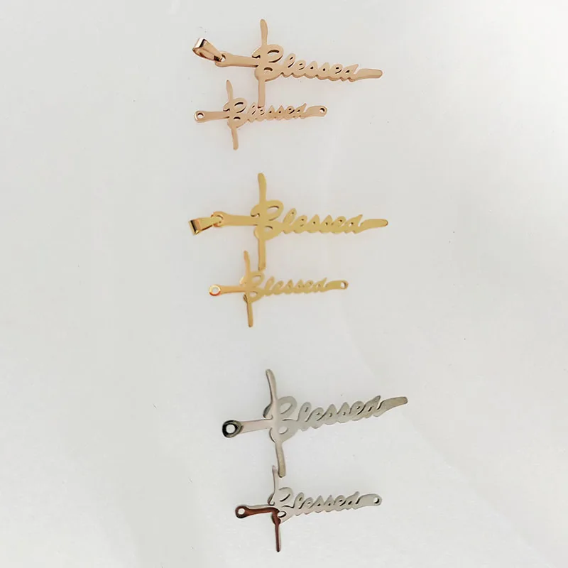 Wholesale 10pc/lot DIY Big Small Blessed Cross Stainless Steel Charms Pendant Making Jewelry Parts Customized Items Are Welcomed