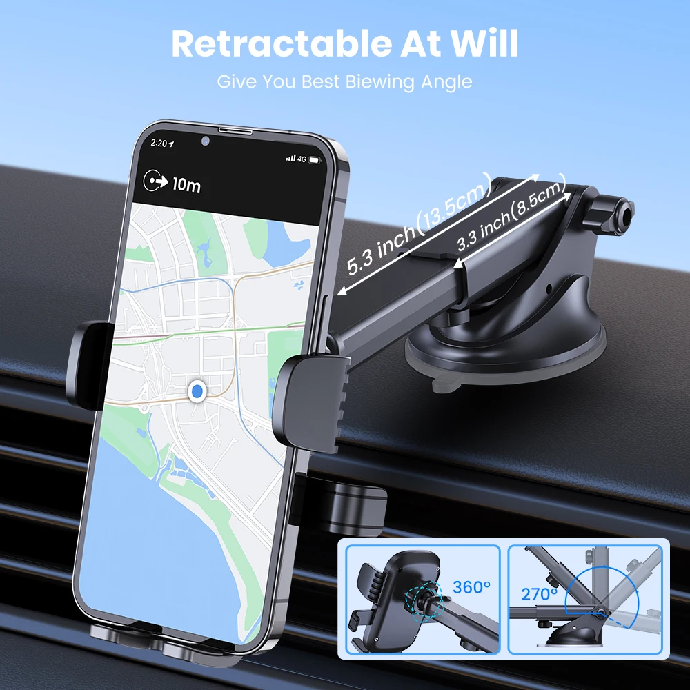 TOPK Universelle Auto-Handyhalterung mit Saugnapf, Ständer und Halterung für Armaturenbrett und Windschutzscheibe, iPhone, Samsung, Xiaomi, Mobiltelefon – Detail 2