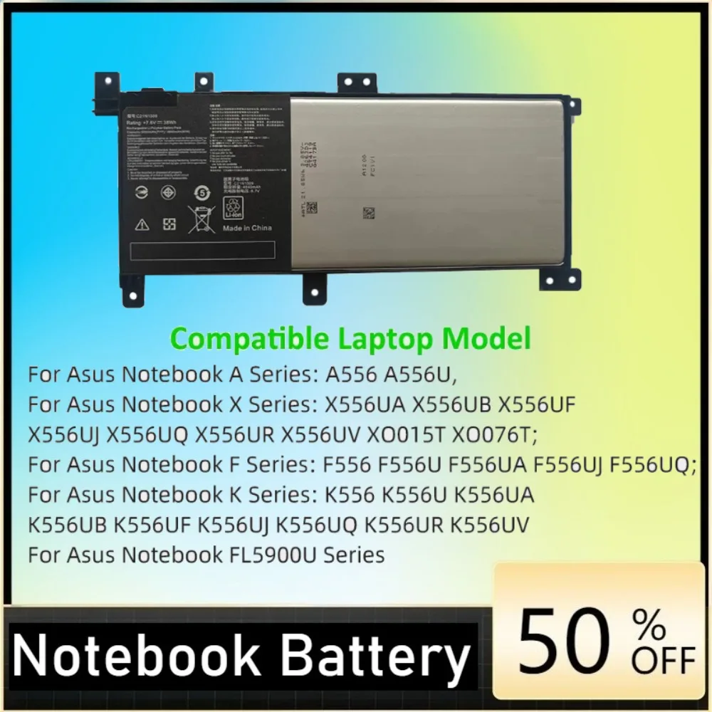 C21N1509 Laptop Battery For Asus Vivobook A556U F556U K556U X556U Notebook FL5900U VM591U