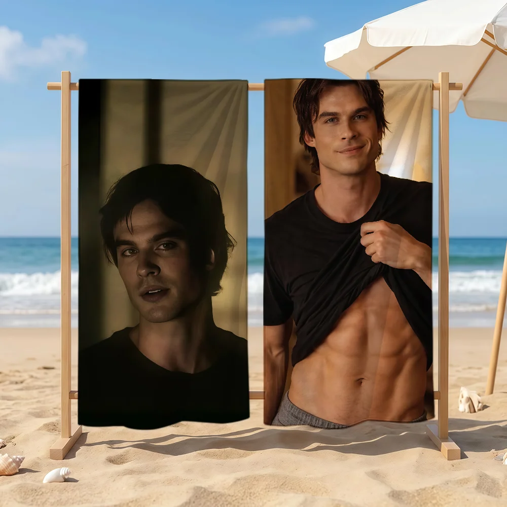 Vampire Diaries Starring D-Damon S-Salvatore Towel Sports Quick Dry Travel Camping Sandproof Soft Light Large Beach Towel