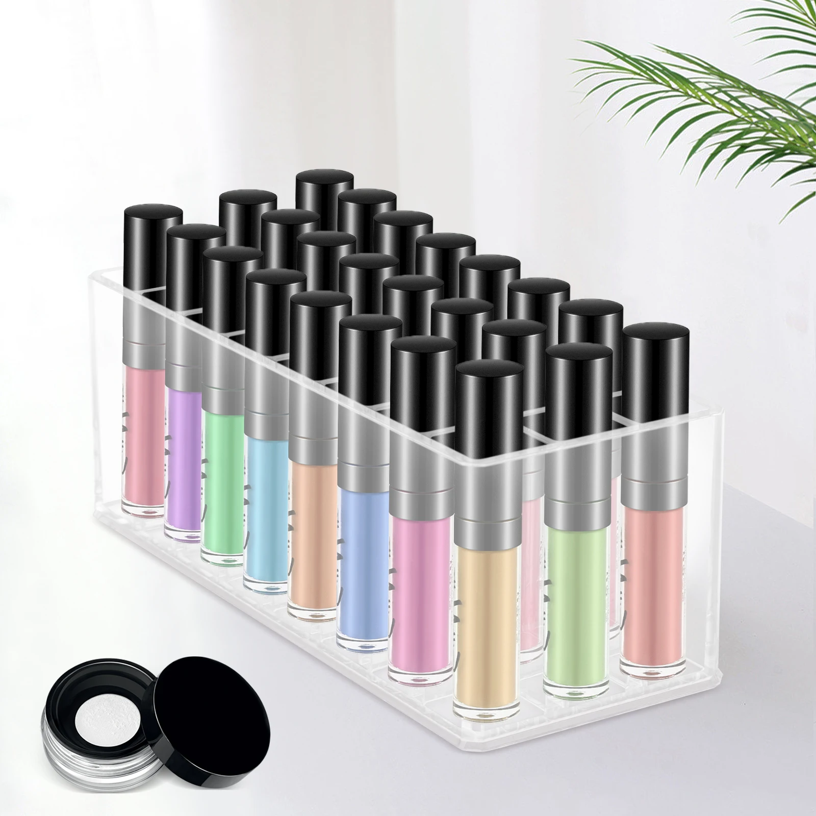 Lip Gloss Holder Organizer Acrylic Lipstick Storage Holder Rack with 24 Slots Lipgloss Display Case Clear