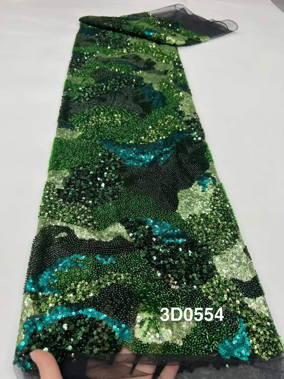 Новый дизайн, модный африканский нигерийский художественный узор, ручная вышивка, блестки, Лидер продаж, французские бусины, тюлевое кружево для праздничного платья