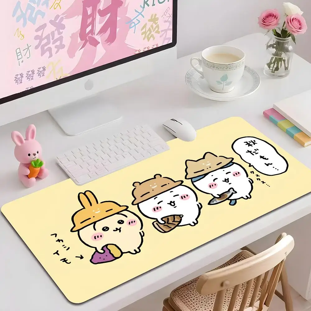Kawaii C-C-Chiikawa-AES Mouse Pad Multiple Sizes Large Square Computer Office Game Table Mats Rubber Anti-slip Mousepads