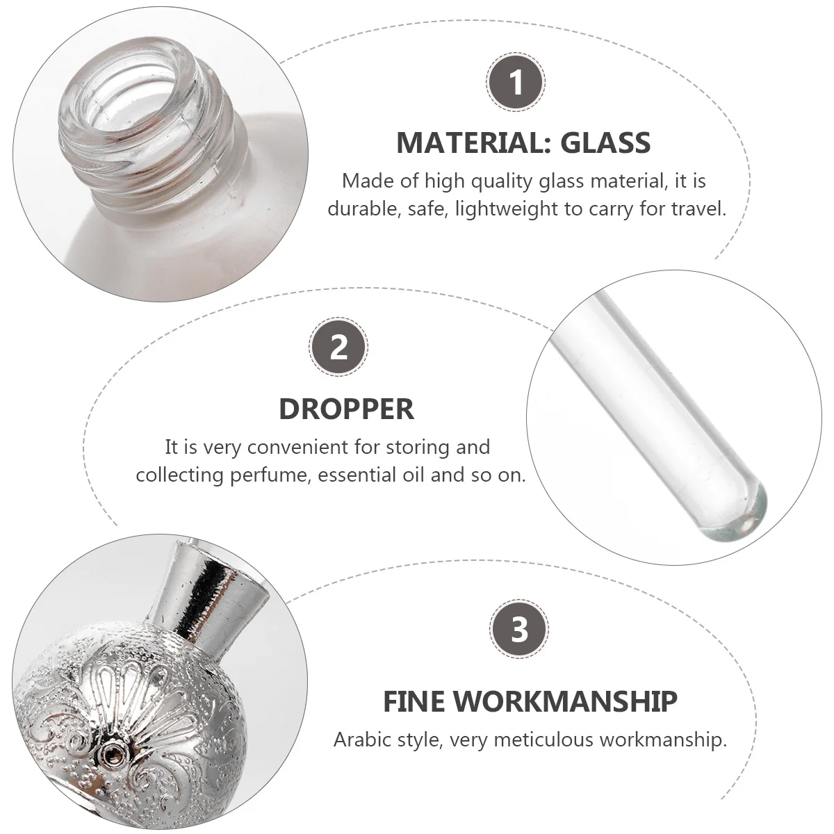 Flacone contagocce per profumo in vetro stile Arabia da 15 ml Flacone contagocce per oli essenziali riutilizzabile vintage per la conservazione del toner
