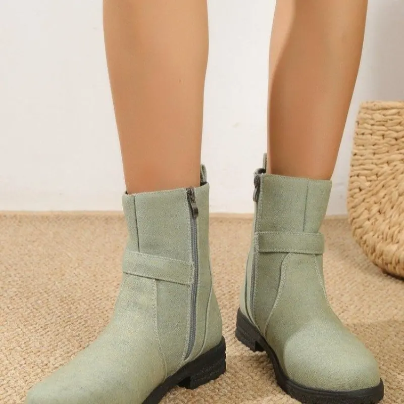 Women Western Ankle Boots Roman Pointed Casual Booties Spring Winter Woman Artificial Leather Short Boot Femal Retro Chaussures