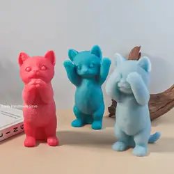 Big Cute Cat Candle Silicone Mold 3D Aromatherapy Gypsum Crafts Diy Baking Chocolate Ice Block Making Mold