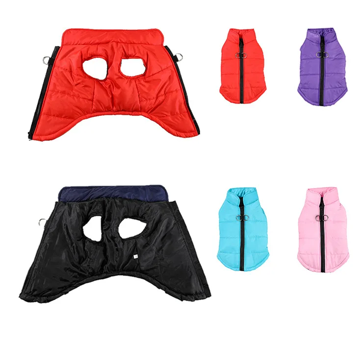 ملابس الحيوانات الأليفة لخريف وشتاء، ملابس سميكة للكلاب، سترة قطنية دافئة، سترة بلون سادة، سترة مقاومة للماء والرياح