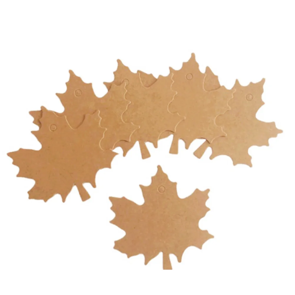 100 Pcs Fall Tag Hanging for Leave Indoor Kraft Papertags Artificial Maple Leaves