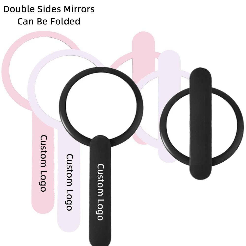 1 Pc Double Sides Foldable Handle Mirror Eyelash Extension Salon Lash Artist Hair Wig SPA Small Business Makeup Mirrors Portable