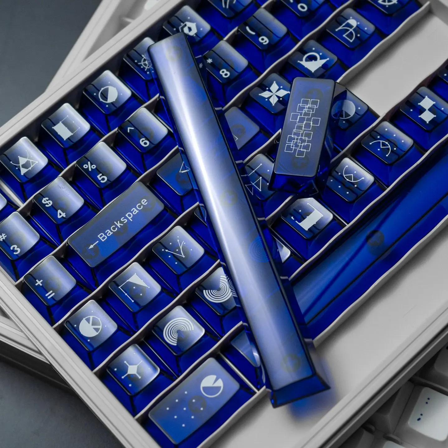 Minimalist White Blue Keycaps Cherry Profile PBT PC Keycaps Original Geometry Keycaps For MX Cherry Mechanical Keyboard