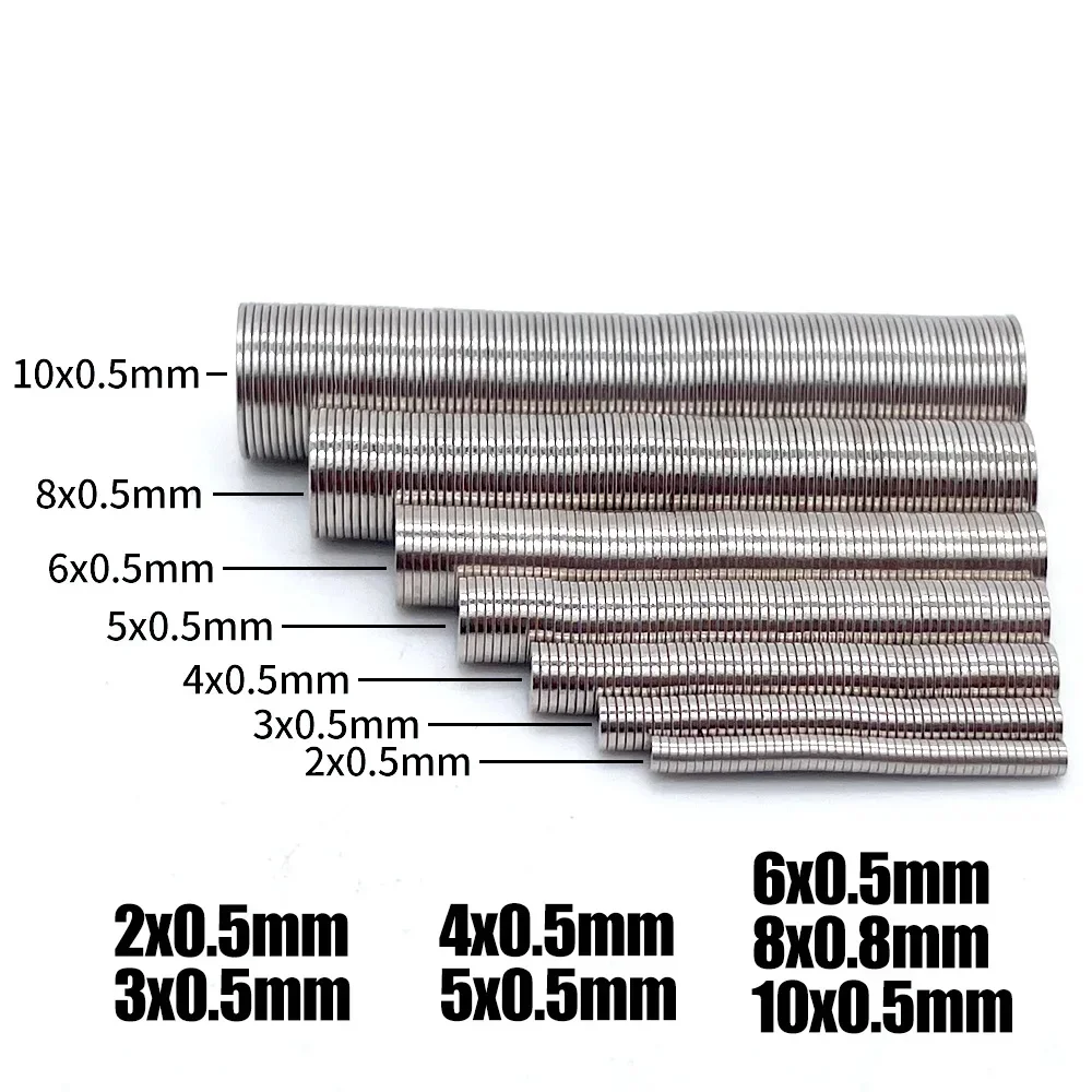 2x0.5mm Round Magnets Can Be Flexibly Used for Refrigerator Attachment, Office Document Fixing, and DIY Crafts – 8x0.6mm & 10x0.