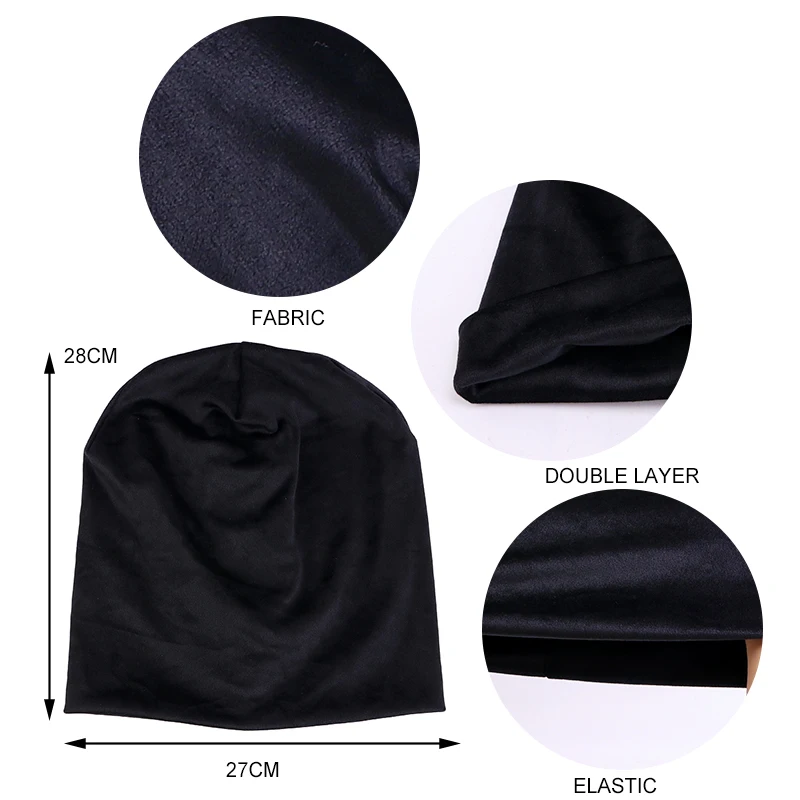 Fashion Unisex Velvet Baggy Skullies Turban Hat Autumn Winter Warm Slouchy Beanies For Men Women Solid Soft Cap Casual Hat