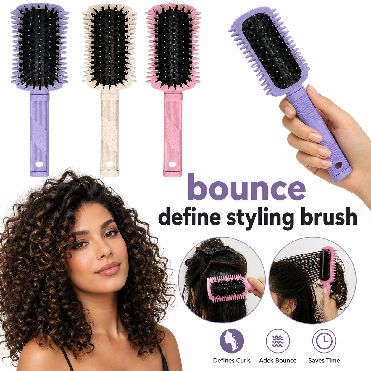 Anti Static Shaping Comb Curly Hair Bounce Define Styling Hair Brush Enhance Curl Bounce Reduce Pulling Hairdressing Tool