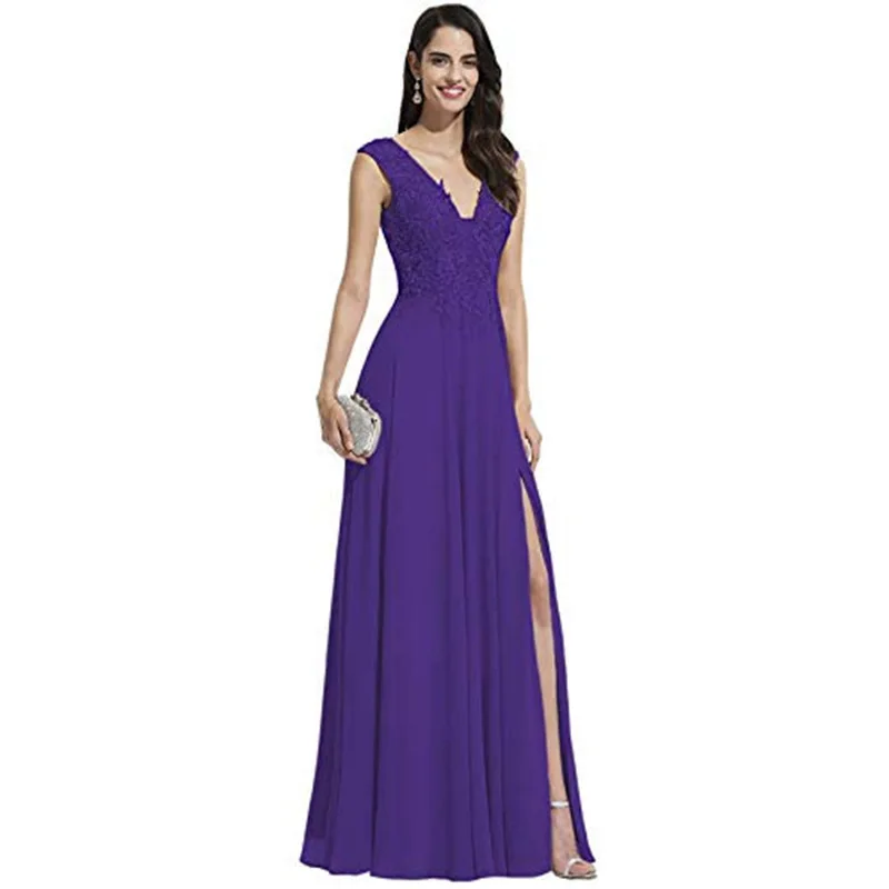 Avondjurken voor dames, off-shoulder chiffon feestjurk, a-lijn vestidos, jurken met veters aan de achterkant