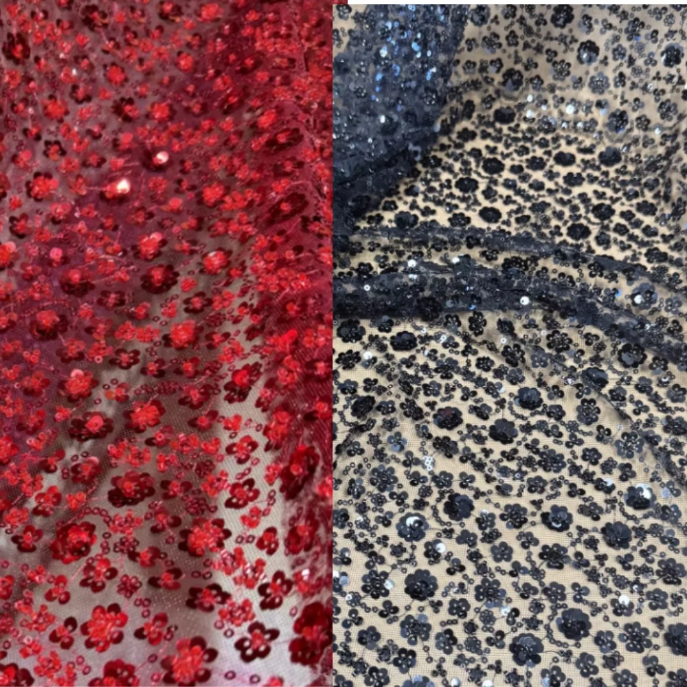 

Lace Fabric Flower Glitter Beads for Clothing Wedding Dress Curtain Tablecloth Designer Handmade Diy Sewing Material Cloth