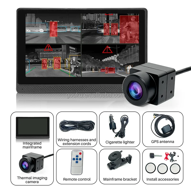 Safety Driving Warning Automotive AI Thermal Camera Night Vision Car Pedestrian Animal Vehicle Infrared Thermal Imager Camera