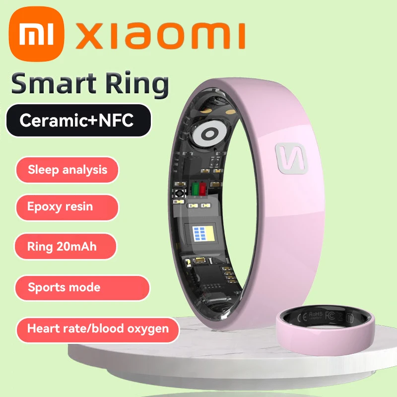 Xiaomi TK8 NFC Smart Ring Multifunction 5ATM Waterproof Ceramic Bluetooth Ring Heart Rate Blood Oxygen Monitoring Men Women Ring