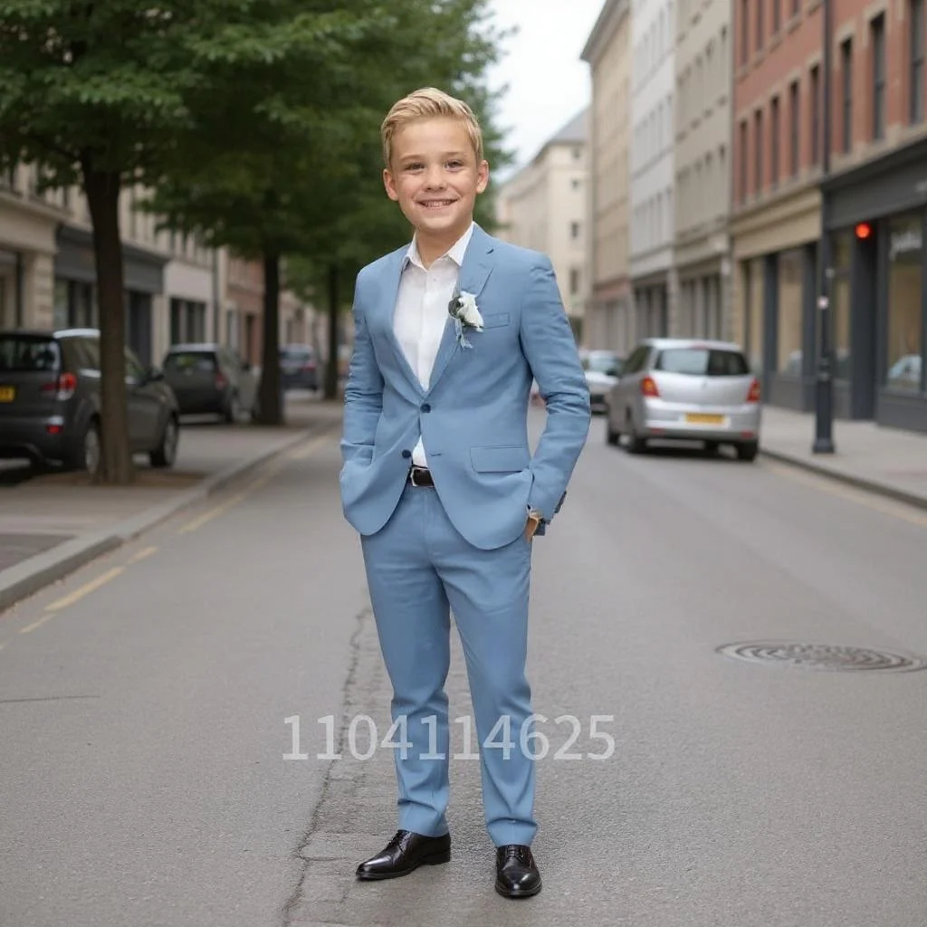 

Льняной костюм для мальчика, свадебный формальный смокинг, комплект из 2 предметов, пляжный пиджак с лацканами и брюками, детский костюм на заказ