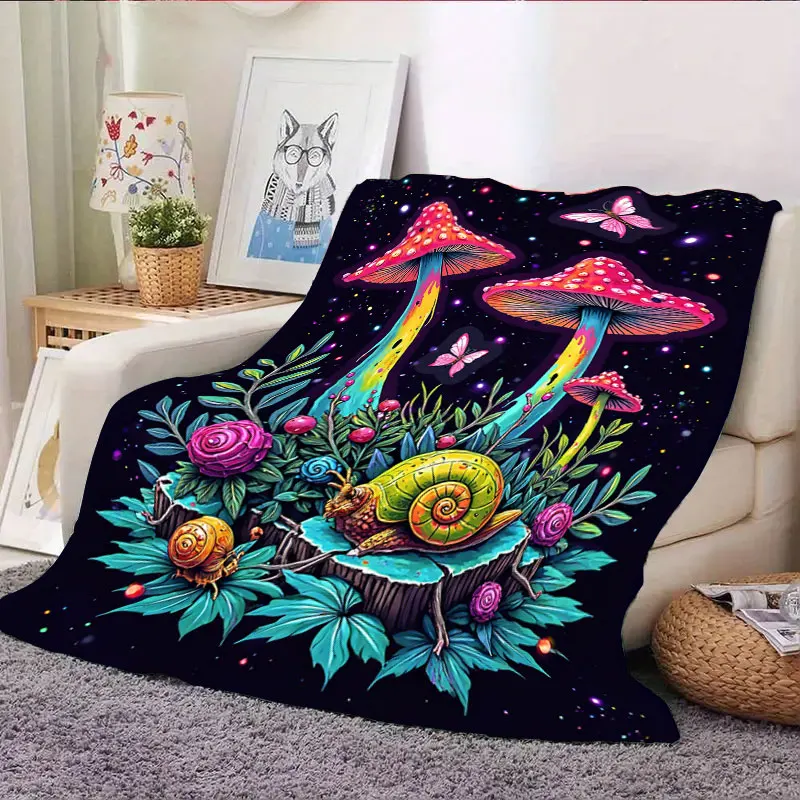 1 قطعة بطانية الفانيلا مخدر بطانية حديقة الفطر مع القواقع والفراشات #4