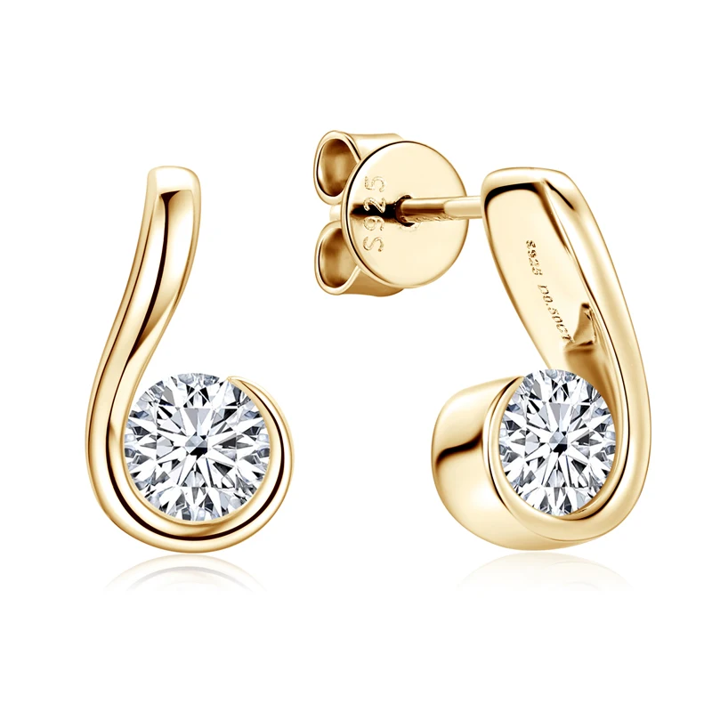 

IOGOU D0.50CT круглые серьги-гвоздики с муассанитом и бриллиантами для девочек, стерлинговое серебро 925, уникальный дизайн, очаровательные ювелирные аксессуары, подарки