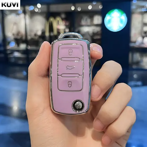 Кожаный Чехол Для Ключей Volkswagen VW Polo Golf Passat Tiguan Beetle Caddy T5 Skoda Octavia Seat Leon Altea - Чехол Для Авто...